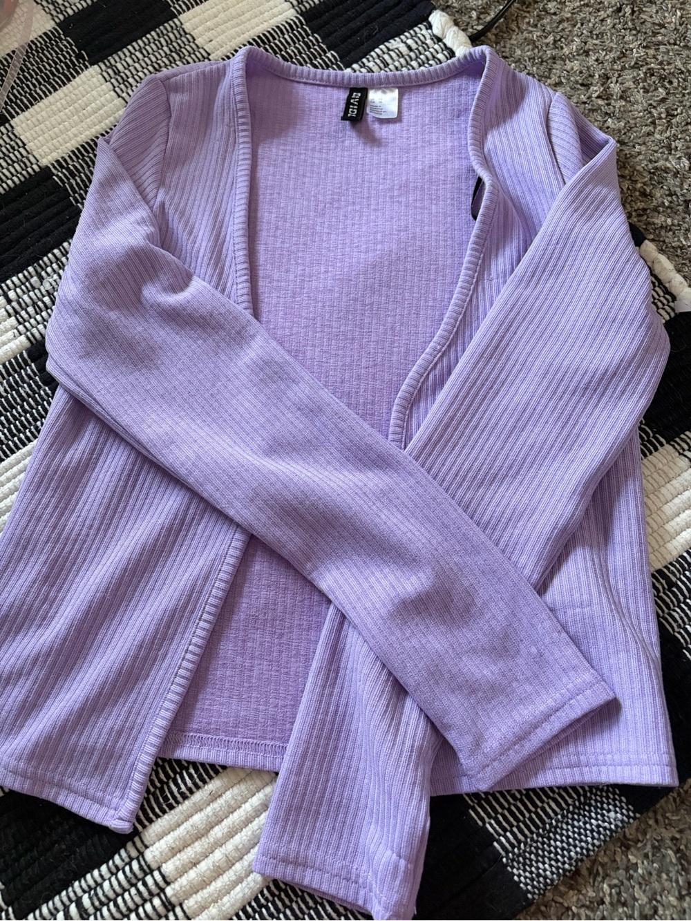 H&M Lavender Ribbed Open-Front Women's Cardigan